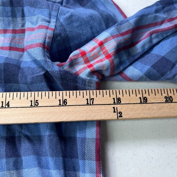 Vineyard Vines Shirt Womens 4 Long Sleeve Plaid Flannel Button Up Relaxed Blue - Picture 8 of 9